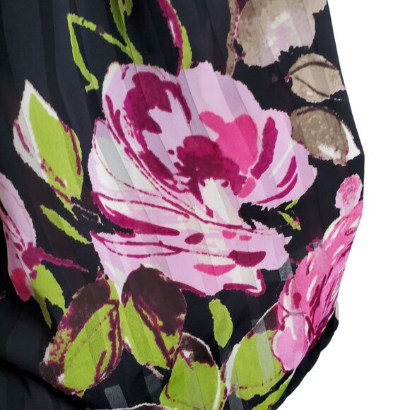 Boston Proper Sz M Dress Floral Chiffon Smocked Neckline Off Shoulder Puff Sleev - Picture 11 of 12